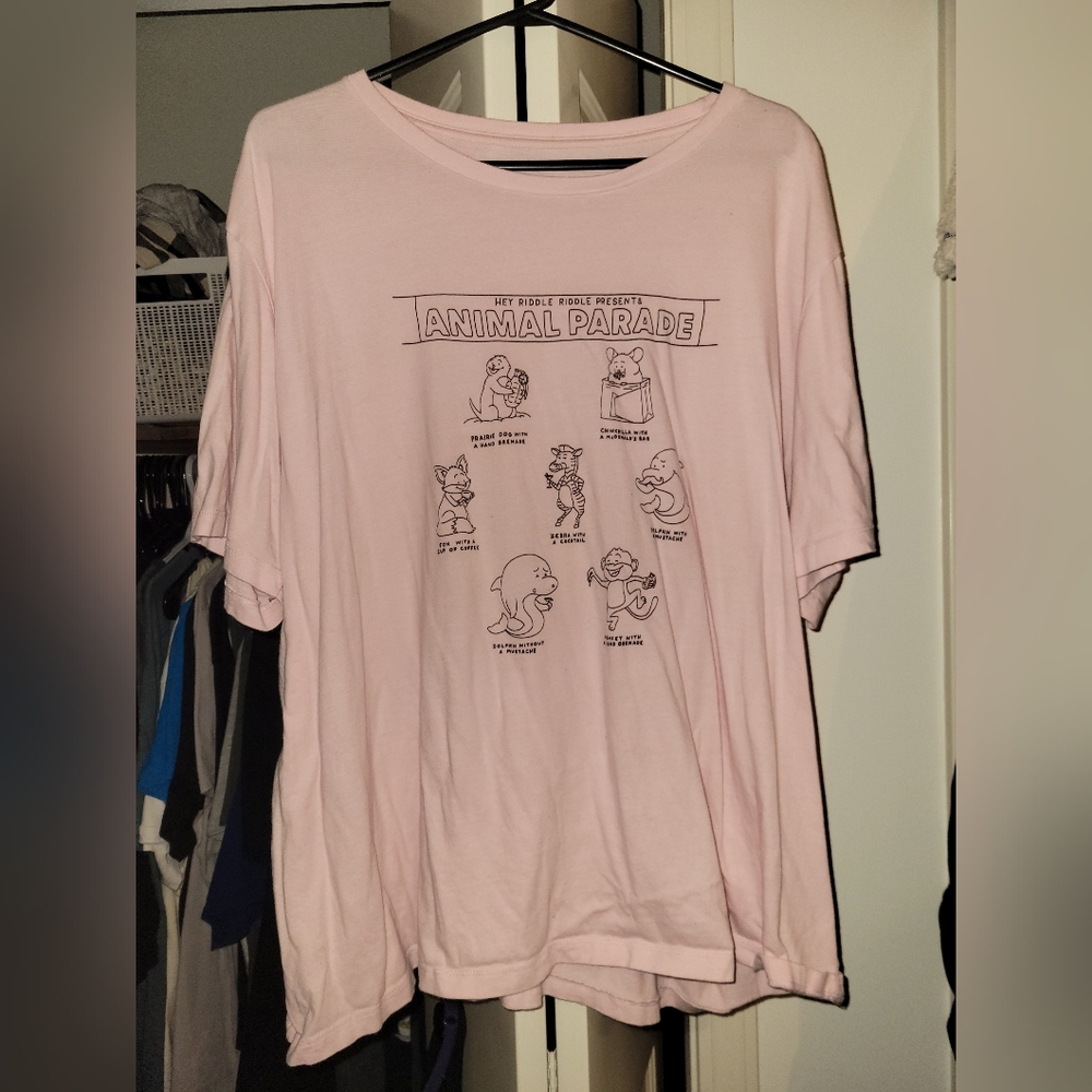 Pink Animal Parade Word Puns Tshirt